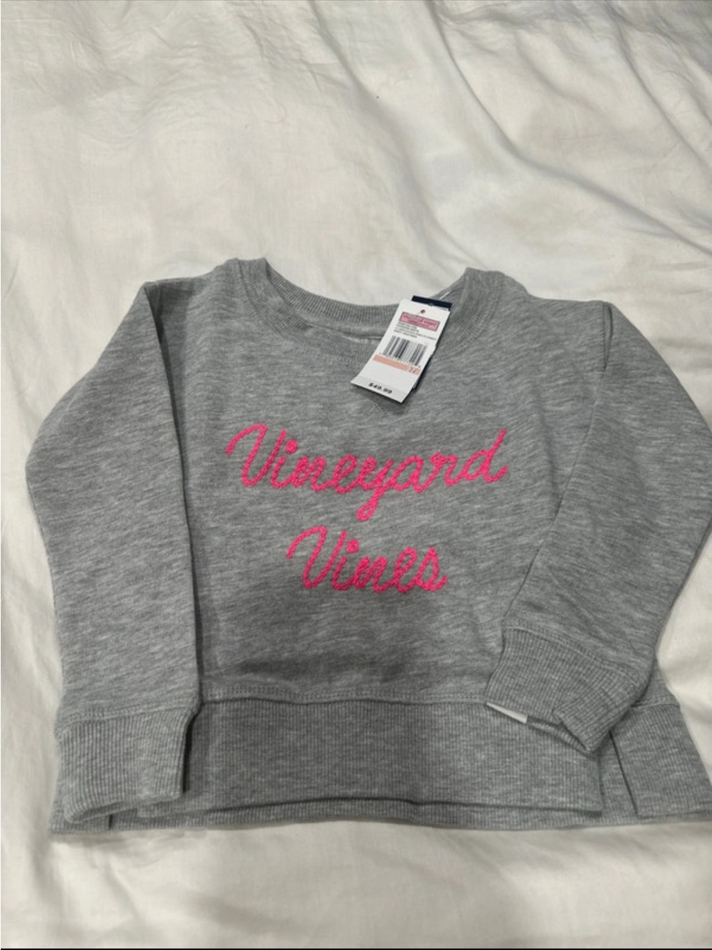 Vineyard Vines Kids Gray Sweatshirt with Pink Script